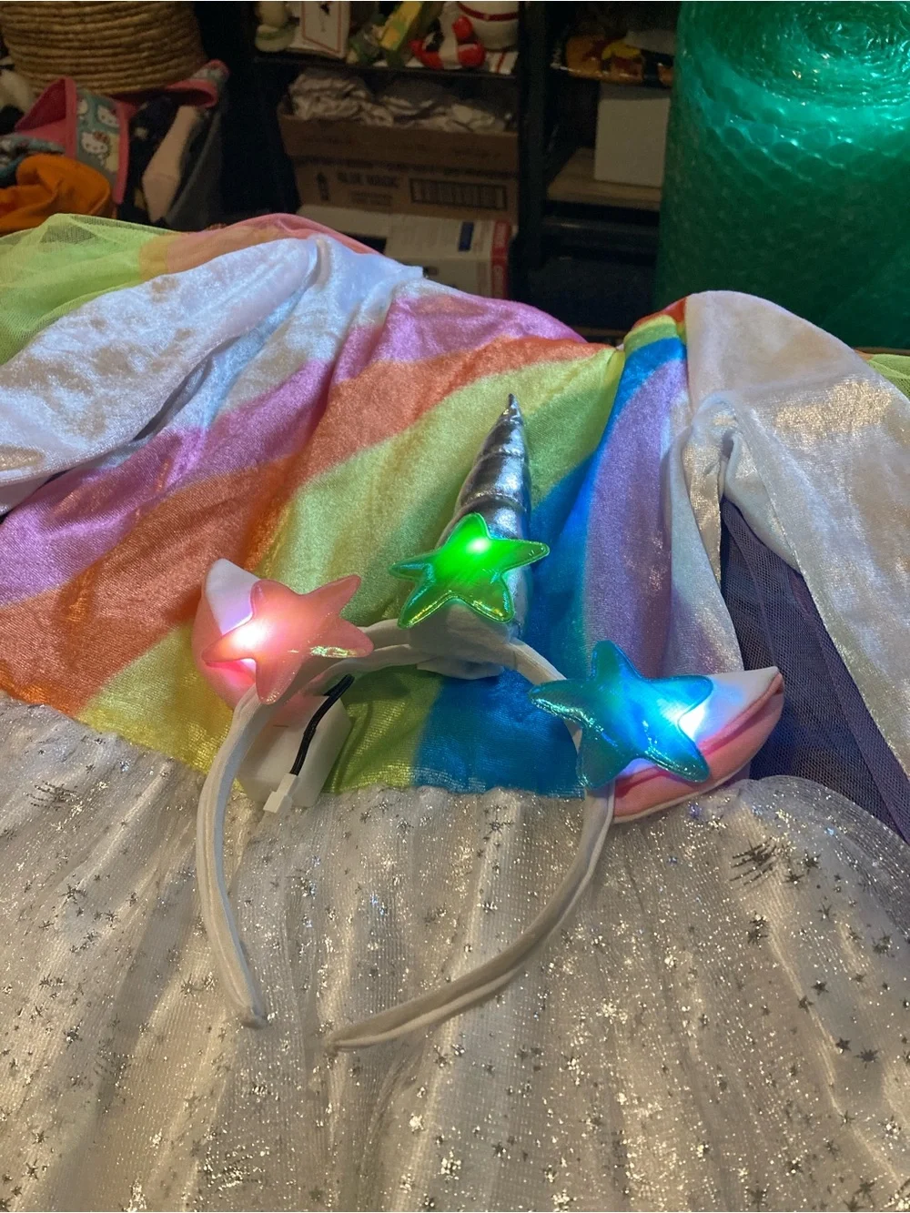 Girls long sleeve rainbow unicorn costume - Picture 2 of 11
